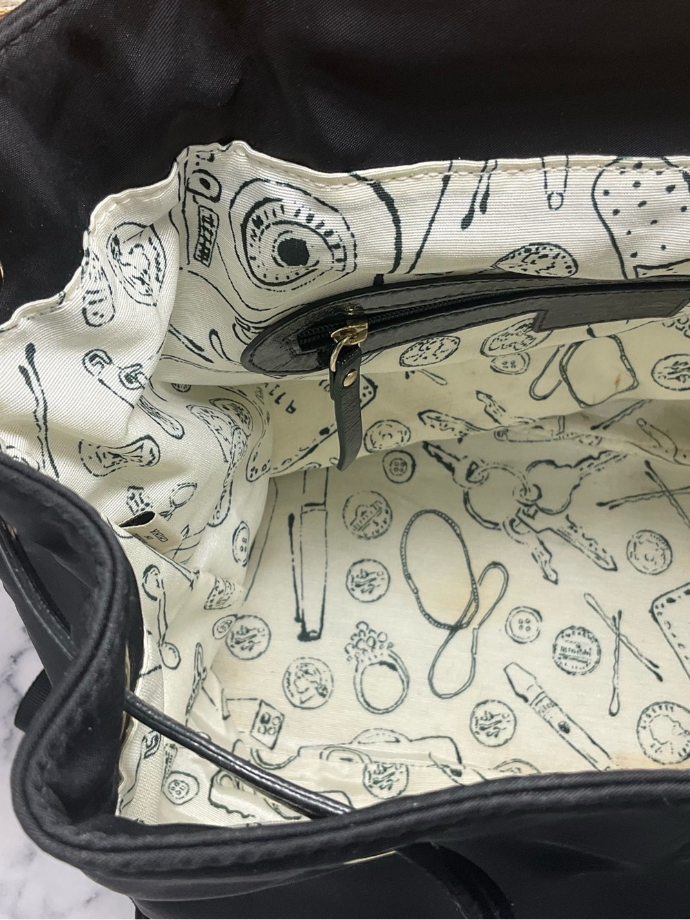 Kate Spade Black Nylon Backpack with Patent Trim - Picture 2 of 3